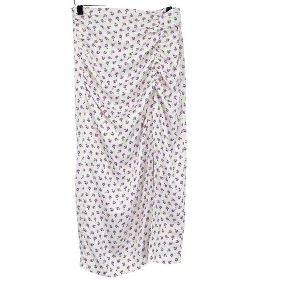 Zara Ditsy Floral Midi Skirt Side Slit Summer Size Medium - Picture 3 of 9